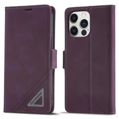 FORWENW F3 Series iPhone 15 Pro Max Plånboksfodral Konstläder - Vinröd