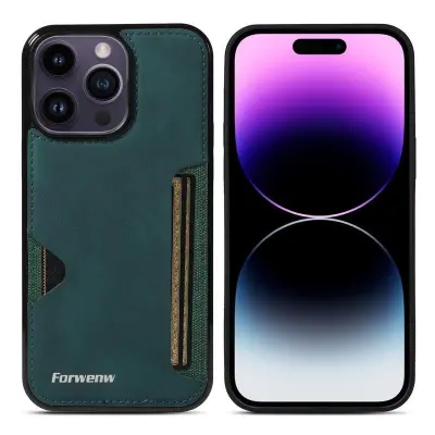 FORWENW F5 Series iPhone 15 Pro Max Fodral KonstLäder - Grön