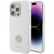 Guess iPhone 15 Pro Max Mobilskal Silikon Logo Strass - Vit