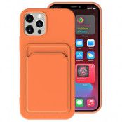 iPhone 15 Mobilskal Korthållare Silikon - Orange