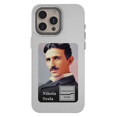 iPhone 15 Pro Max Mobilskal E-Ink 4''HD 4 Färger NFC - Grå (Grå Vit)