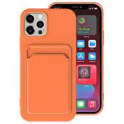 iPhone 15 Pro Max Mobilskal Korthållare Silikon - Orange