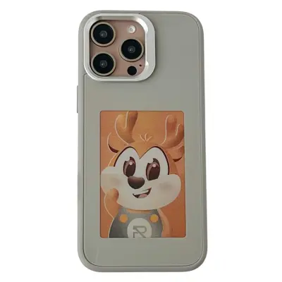 iPhone 15 Pro Max Mobilskal MagSafe Lens Kickstand E-Ink Customized NFC - Grå (Grå)