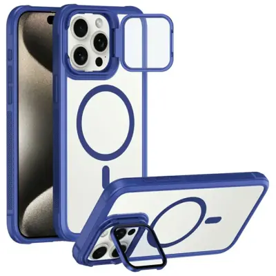 iPhone 15 Pro Max Mobilskal Magsafe med Linsskyddsstöd (Blå)