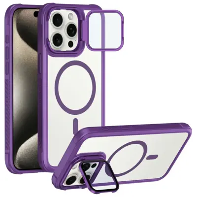 iPhone 15 Pro Max Mobilskal Magsafe med Linsskyddsstöd (Lila)