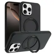 Mobilskal till iPhone 15 Pro Max MagSafe Rotary Kickstand Skin Touch (Svart)