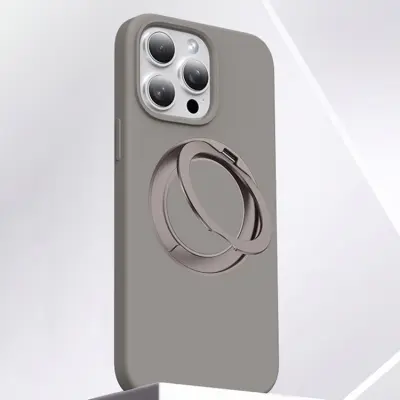 iPhone 15 Pro Max Mobilskal MagSafe Silikon Roterande - Grå