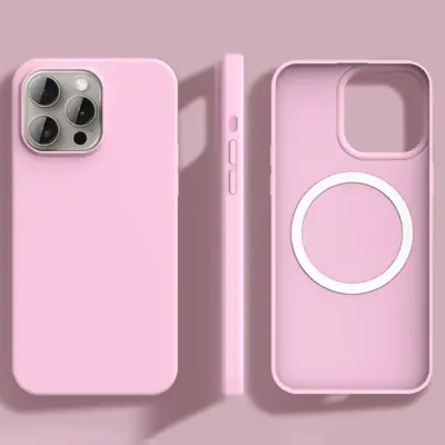 iPhone 15 Pro Max Mobilskal MagSafe Ultra Thin Silikon (Sakura Rosa)