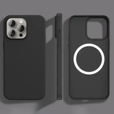 iPhone 15 Pro Max Mobilskal MagSafe Ultra Thin Silikon (Svart)