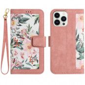 iPhone 15 Pro Max Plånboksfodral Flower Pattern - Rosa