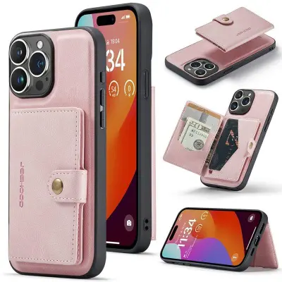 JEEHOOD iPhone 15 Pro Max Fodral KonstLäder Plast - Rosa