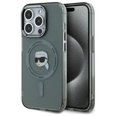 Karl Lagerfeld iPhone 15 Pro Max Mobilskal MagSafe IML Karl Head