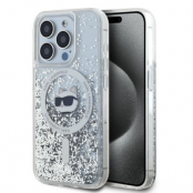 Karl Lagerfeld iPhone 15 Pro Max Mobilskal Magsafe Liquid Glitter Choupette Head