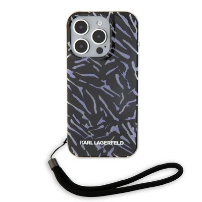 Karl Lagerfeld iPhone 15 Pro Max Mobilskal Zebra Med Sladd - Lila