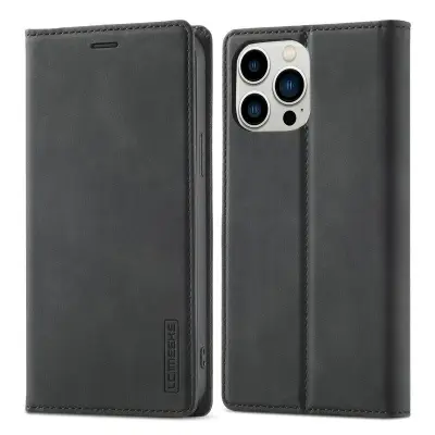 LC.IMEEKE iPhone 15 Pro Max Fodral - KonstLäder - Svart