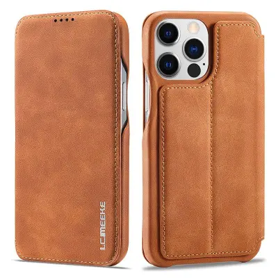 LC.IMEEKE iPhone 15 Pro Max Fodral Drop-proof KonstLäder - Brun