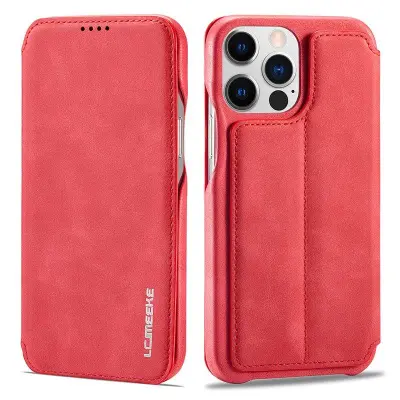 LC.IMEEKE iPhone 15 Pro Max Fodral KonstLäder - Röd