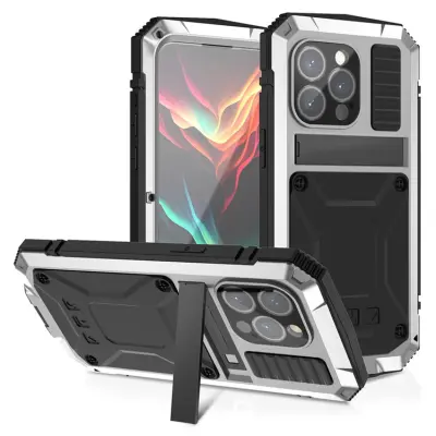 R-JUST iPhone 15 Pro Max Mobilskal med Härdat Glas - Silver