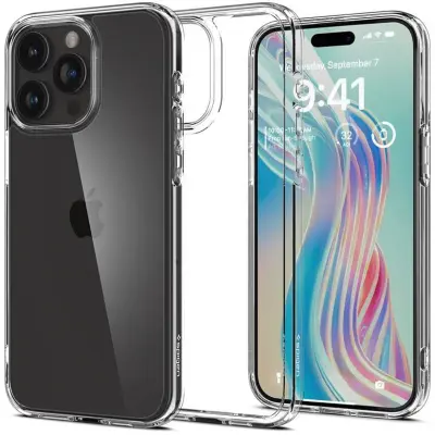 Spigen Ultra Hybrid (iPhone 15 Pro Max) - Transparent/svart