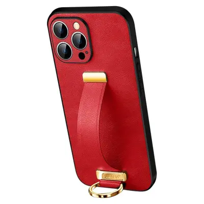 SULADA iPhone 15 Pro Max Mobilskal Crazy Horse PU+PC+TPU Röd