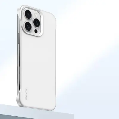 SULADA iPhone 15 Pro Max Mobilskal Frameless PU + PC Bakcover - Vit