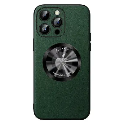 SULADA iPhone 15 Pro Max Mobilskal Microfiber Läder + TPU Grön