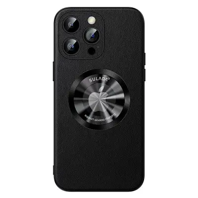 SULADA iPhone 15 Pro Max Mobilskal Microfiber Läder + TPU - Svart