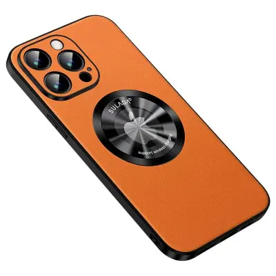 SULADA iPhone 15 Pro Max Mobilskal Microfiber Läder TPU Orange