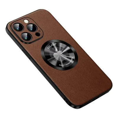 SULADA iPhone 15 Pro Max Mobilskal PU Läder TPU MagSafe - Brun
