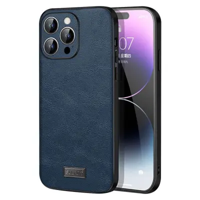 SULADA iPhone 15 Pro Max Mobilskal PU Läder TPU PC Stöttålig Blå