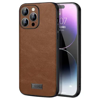 SULADA iPhone 15 Pro Max Mobilskal PU Läder TPU PC Stöttålig Brun