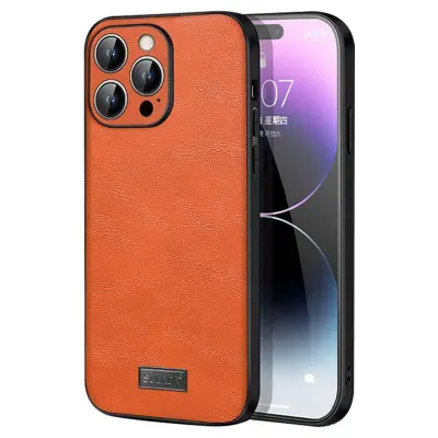 SULADA iPhone 15 Pro Max Mobilskal PU Läder TPU PC Stöttålig Orange