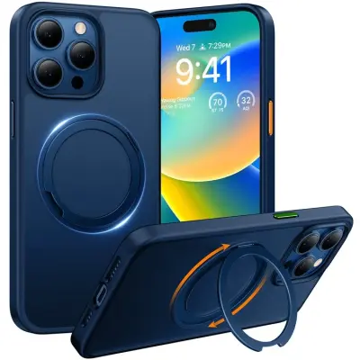 Torras iPhone 15 Pro Max Mobilskal Magsafe Kickstand - Marinblå