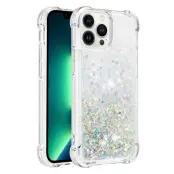 Trolsk Mobilskal med Flytande Glitter - Hjärtan (iPhone 15 Pro Max) - Silver