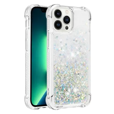 Trolsk Liquid Glitter Case - Hearts (iPhone 15 Pro Max) - Silver