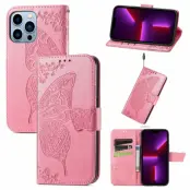 Trolsk Plånboksfodral med Fjäril (iPhone 15 Pro Max) - Rosa