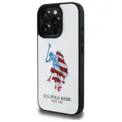 US Polo iPhone 15 Pro Max Mobilskal MagSafe Leather Big Flag - Vit