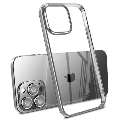 X-LEVEL iPhone 15 Pro Max Fodral Hård PC Klar Bakre Silver