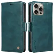 YIKATU iPhone 15 Pro Max Konstläder Plånboksfodral Litchi Texture - Blå