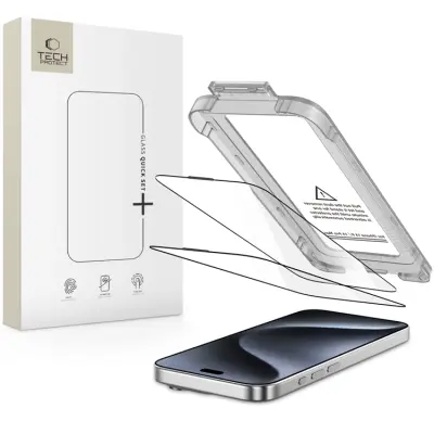 [2-PACK] Tech-Protect iPhone 15 Pro Härdat Glas Skärmskydd - Svart