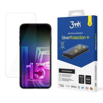 3MK iPhone 15 Pro Plastfilm skärmskydd Silver Protection+
