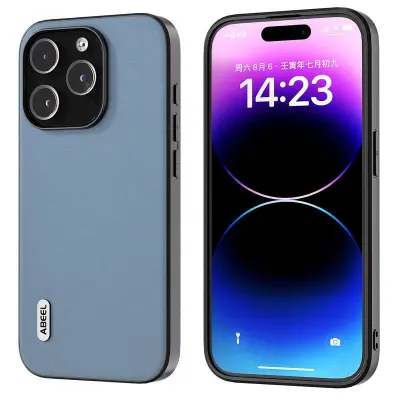 ABEEL iPhone 15 Pro Fodral Anti-Scratch Texturerad KonstLäder Blå