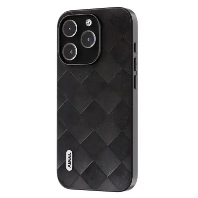 ABEEL iPhone 15 Pro Fodral KonstLäder Svart Drop-proof