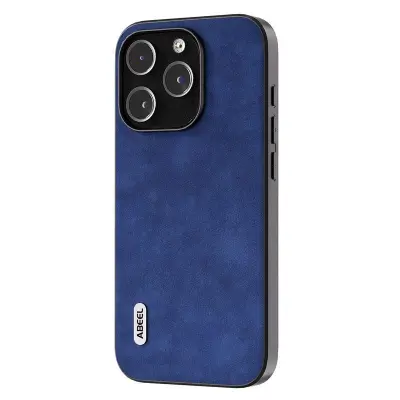 ABEEL iPhone 15 Pro Mobilskal Texturerad PU Läder Blå