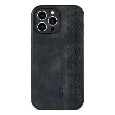 AZNS iPhone 15 Pro Fodral KonstLäder Coated TPU - Svart