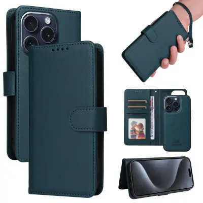 BETOPNICE iPhone 15 Pro Plånboksfodral - Avtagbart Konstläder - Blå