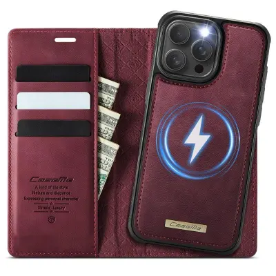 CASEME C49 iPhone 15 Pro Mobilskal MagSafe RFID Blocker Röd