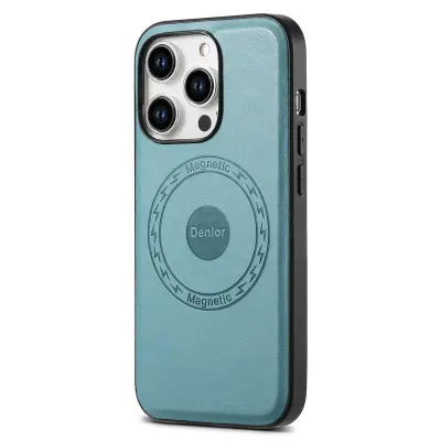 DENIOR iPhone 15 Pro Fodral KonstLäder - Blå