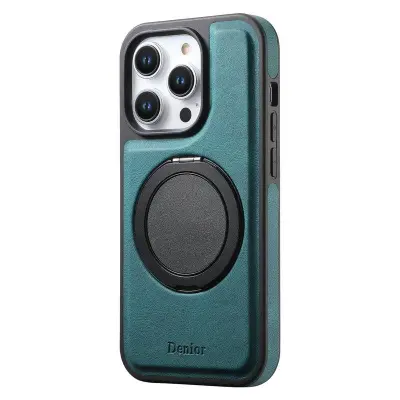 DENIOR iPhone 15 Pro Magnetiskt Fodral Läder PC TPU - Blå