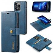 DG.MING iPhone 15 Pro Plånboksfodral Äkta Läder 2in1 - Blå